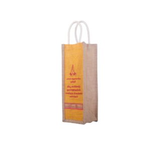 Yellow Printed Bottle Jute Bag