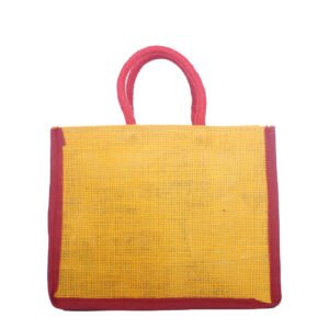 Classic Yellow & Red Plain Jute Bag
