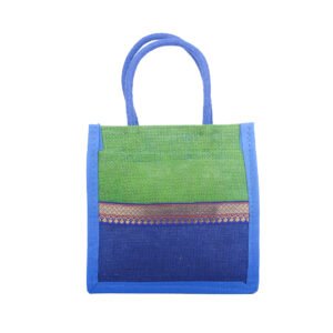 Green & Blue Dual-Tone Jute Bag